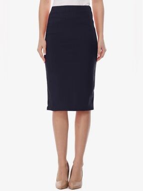 Classic Navy Pencil Skirt - Women's Tailored Office Skirt